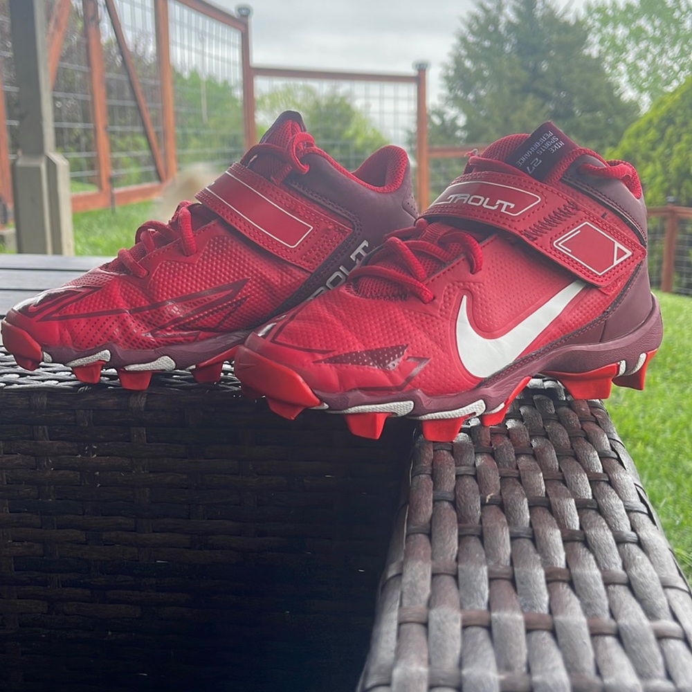 NIKE youth trout baseball shoe.